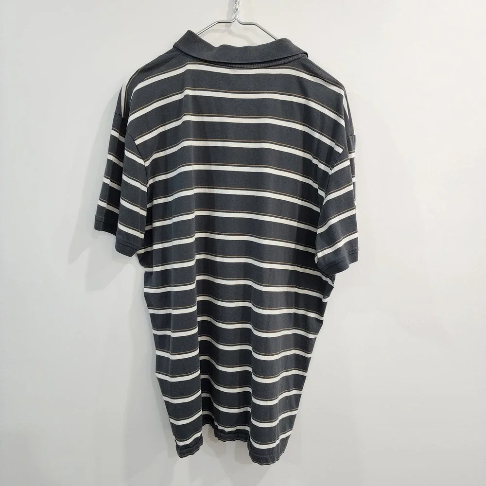 Polo Jeans Co Striped Polo Shirt Mens XXL Grey Vintage 90s Streetwear Golf Retro - Picture 7 of 10